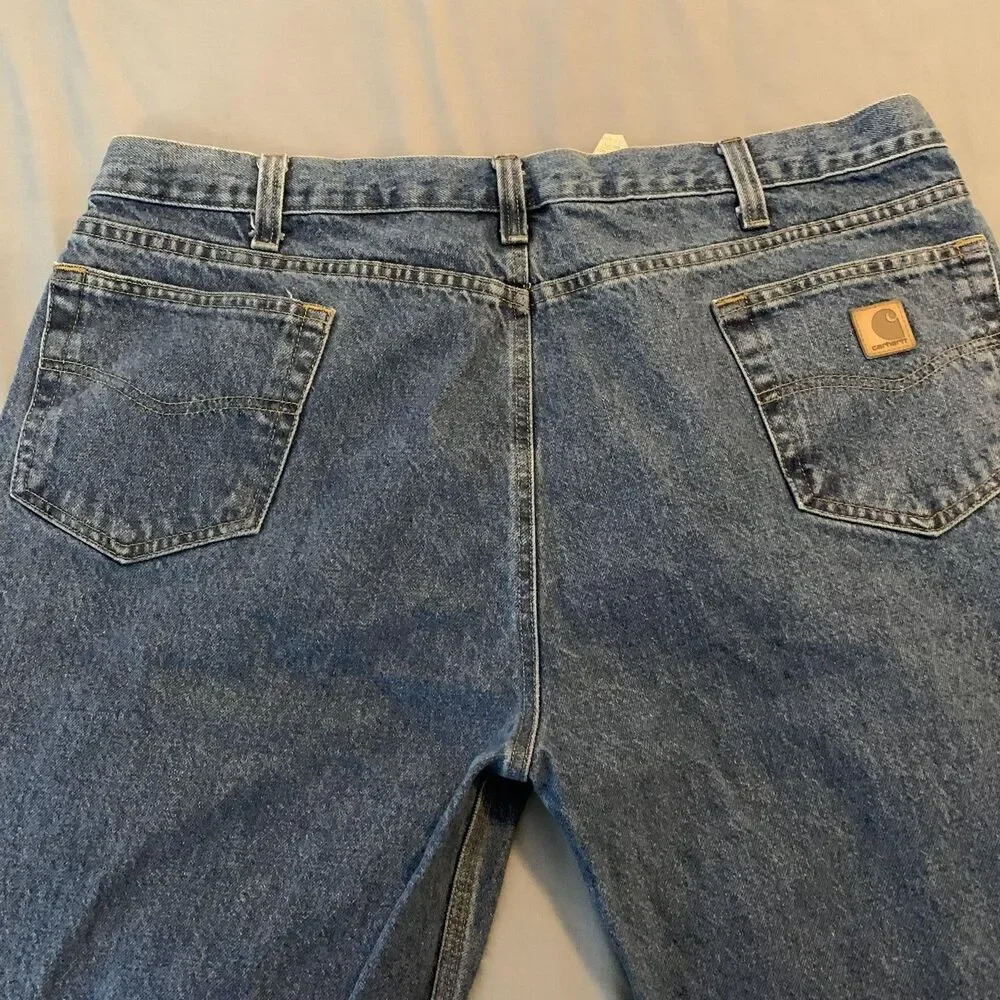 Carhartt Jeans Mens 44x32 Blue Wash Straight Leg Traditional Fit Denim Pants‎
